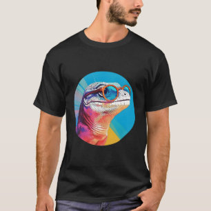 Camiseta Corante Azul-Tonelado Réptil Vestindo Óculos de so
