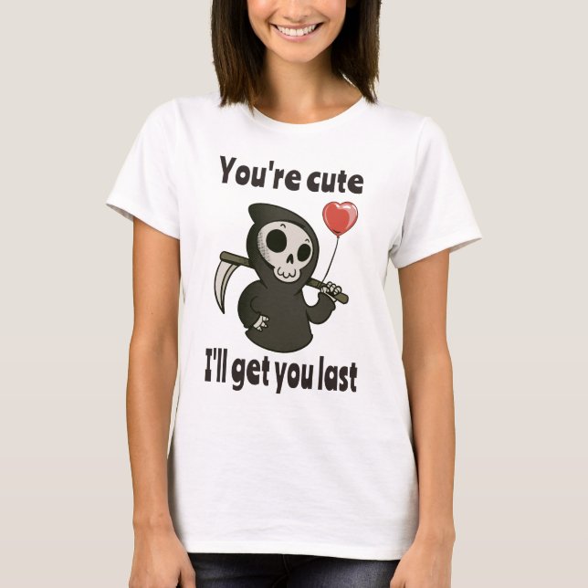 Camiseta Corante Bonito de Grim com coração romântico (Frente)