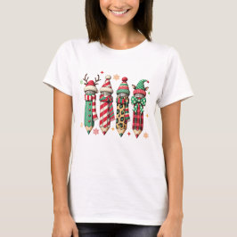Camiseta Corante Bonito Festivo Incorporado Lápis Agrupado 