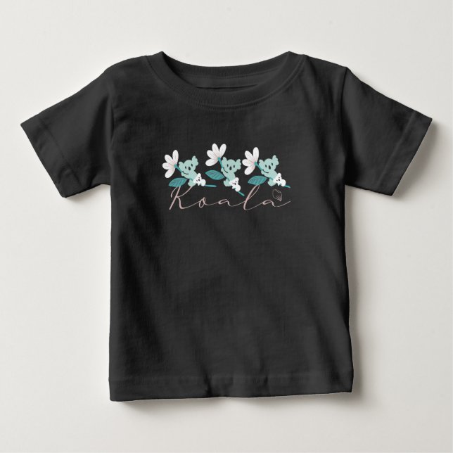 Camiseta Corante Koala Pattern Cute Animal e Floral (Frente)