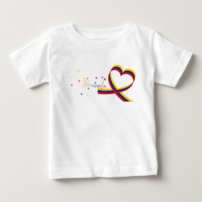 Camiseta Corazón de Venezuela con Estrellas – Diseño Tierno (Frente)