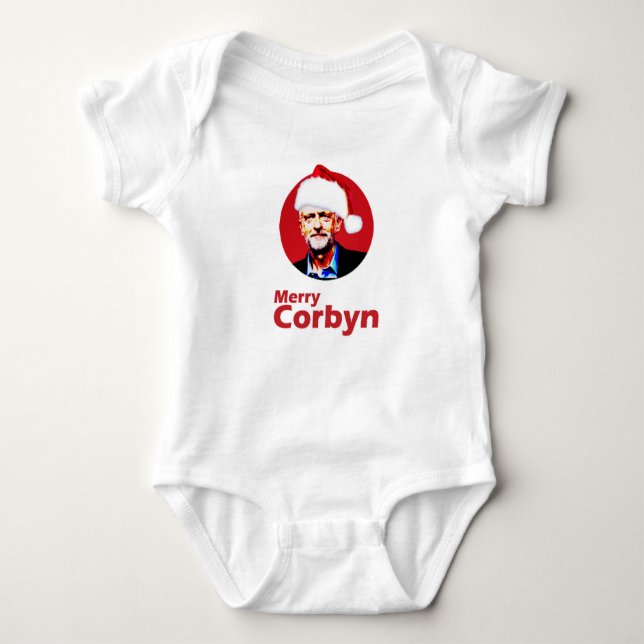 Camiseta Corbyn alegre - Bodysuit do jérsei do bebê, branco (Frente)