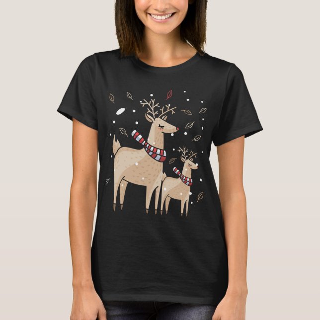 Camiseta corça de Natal, perfeita para o outono. (Frente)