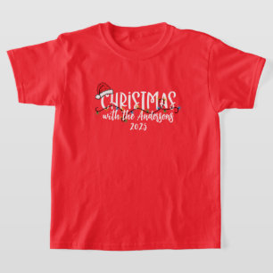 Camiseta Corda da Família Correspondente Luz Natal