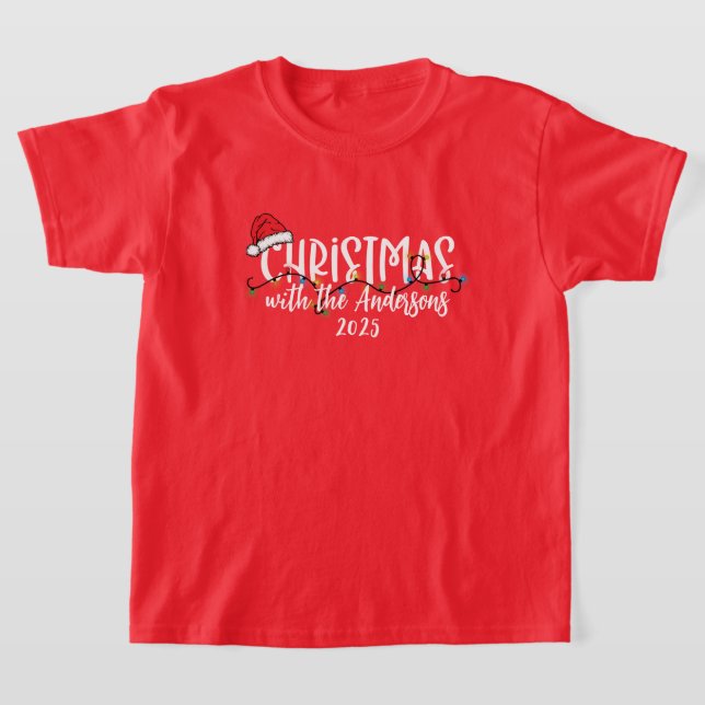 Camiseta Corda da Família Correspondente Luz Natal (Postura )