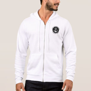 Camiseta Corda de Âncora Náutica Preta Personalizada Nome d