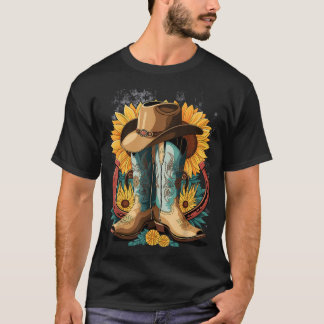 Camiseta Corda de Girassol Ocidental de Ferradura Solar Cow