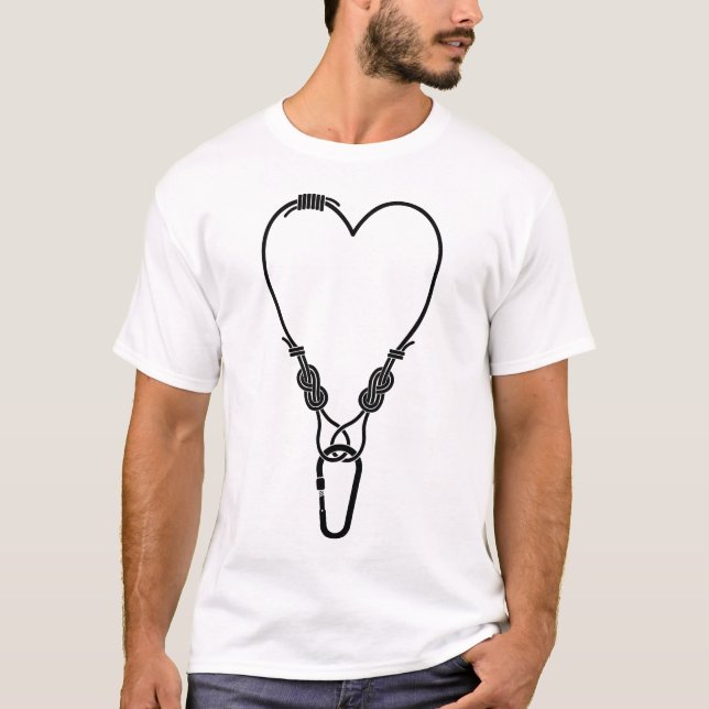 Camiseta Corda escalada Escalando coração de amor (Frente)