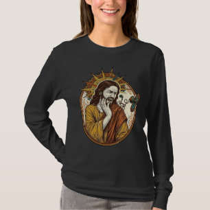 Camiseta Cordão de fone de ouvido de Jesus preso na maçanet
