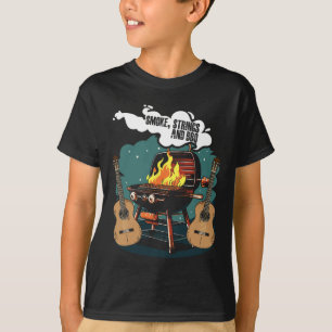 Camiseta Cordas De Fumo E Músico De Churrasco No País Ocide
