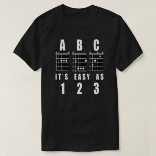 Camiseta Cordas de Violão ABC É fácil como 123