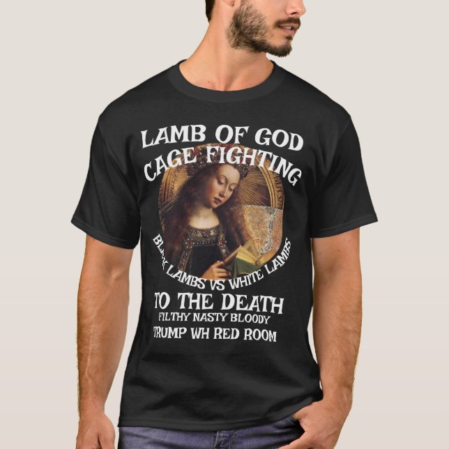 CAMISETA CORDEIRO DEUS FW FV HG LUTA DE GAIOLA TRUMP CASA B (Frente)