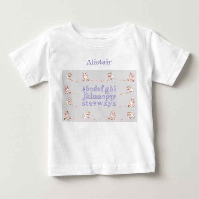 Camiseta Cordeiros aprendendo camiseta-bebê alfabética (Frente)