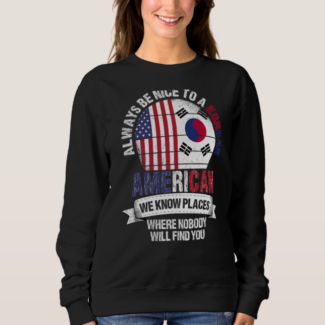 Camiseta Coreano Americano Conhecemos Lugares onde Coreia d (Frente)