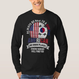 Camiseta Coreano Americano Conhecemos Lugares onde Coreia d