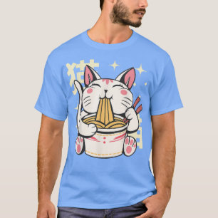 Camiseta Coreano Manga Neko Ramen Cat Lover