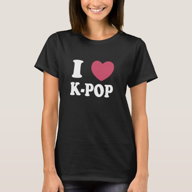 Camiseta Coreano, pop, Encaixe o dedo do coração te ama (Frente)