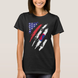 Camiseta Coreia do Sul Bandeira Americana Cultivada EUA Pat