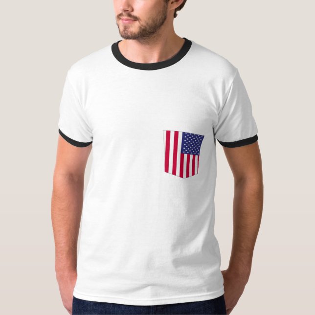 Camiseta cores americanas padrão de bolso design (Frente)