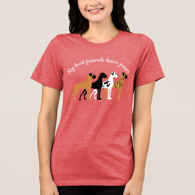 Camiseta Cores básicas do Dogue Alemão preto, harlekin, ati (Frente)