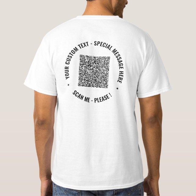Camiseta Cores Código QR e Texto personalizado Seu presente (Verso)
