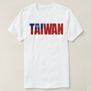 Camiseta Cores da Bandeira Azul Branco e Vermelho de Taiwan