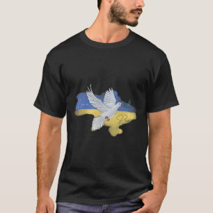 Camiseta Cores da Bandeira da Pomba da Paz Ucraniana Azul A