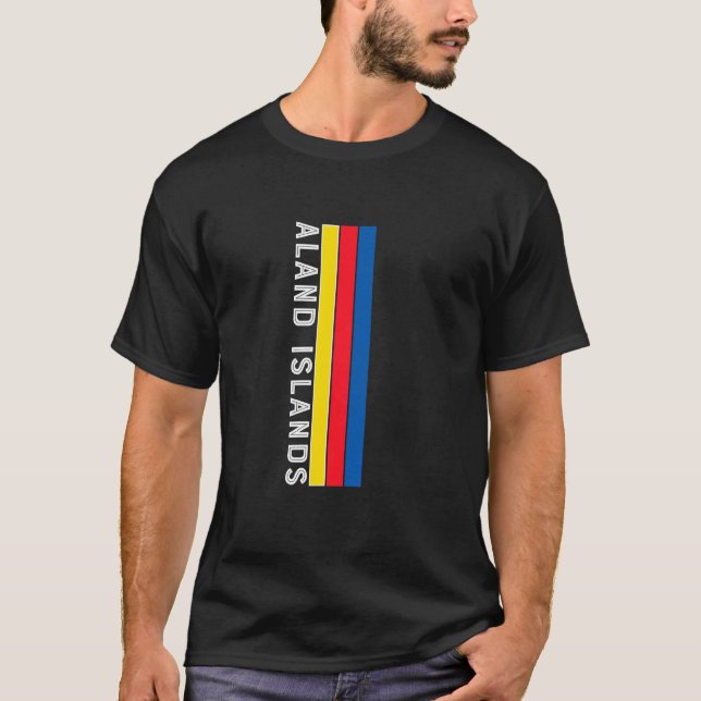 Camiseta Cores da Bandeira das Ilhas Aland (Frente)