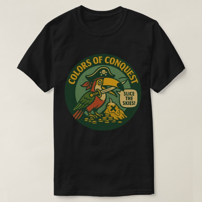 Camiseta Cores da Conquista do Tucano Pirata (Frente do Design)