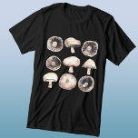 Camiseta Cores d'água do cogumelo<br><div class="desc">Pintura aquosa minimalista de cogumelos em tons neutros de marrom e cinza. Arte original de Nic Squirrell. Perfeito para vegetarianos,  veganos,  cozinheiros e cozinheiros.</div>