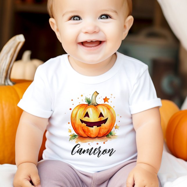 Camiseta Cores de água bonitas Jack o lanterno Halloween (Cute watercolor Jack o lantern Halloween Baby T-Shirt)