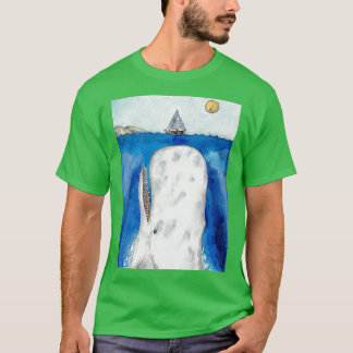 Camiseta Cores de água de baleia e de barco de pesca
