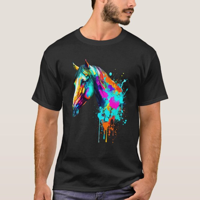Camiseta Cores de aquarela coloridas, cavaleiro (Frente)