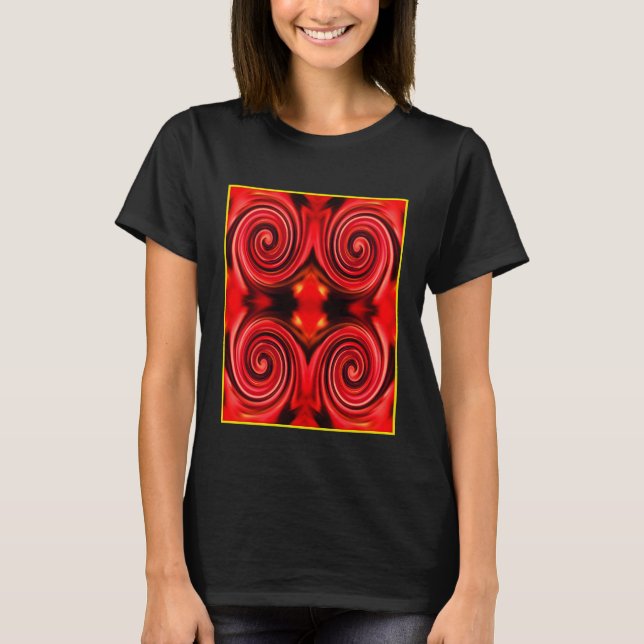 Camiseta Cores De Cabeças abstrato Vermelhas E Amarelas (Frente)