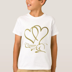 Camiseta Cores de fundo editáveis Forever Hearts Gold