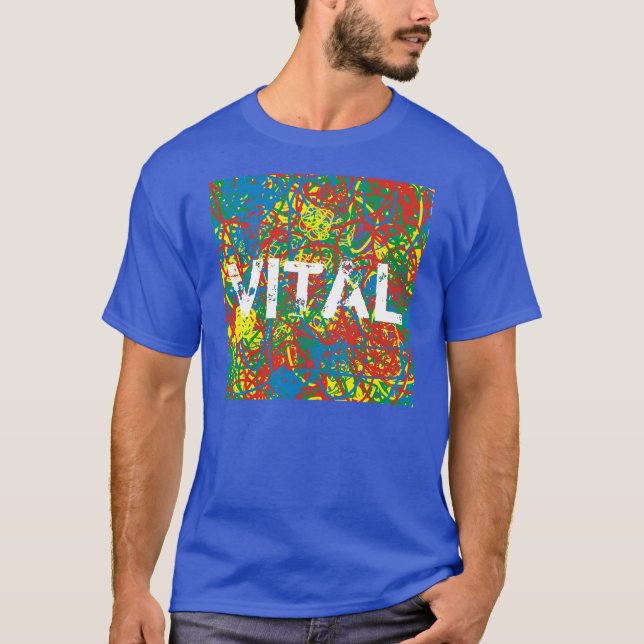 Camiseta Cores de Mess quente VITAL branco vermelho azul (Frente)
