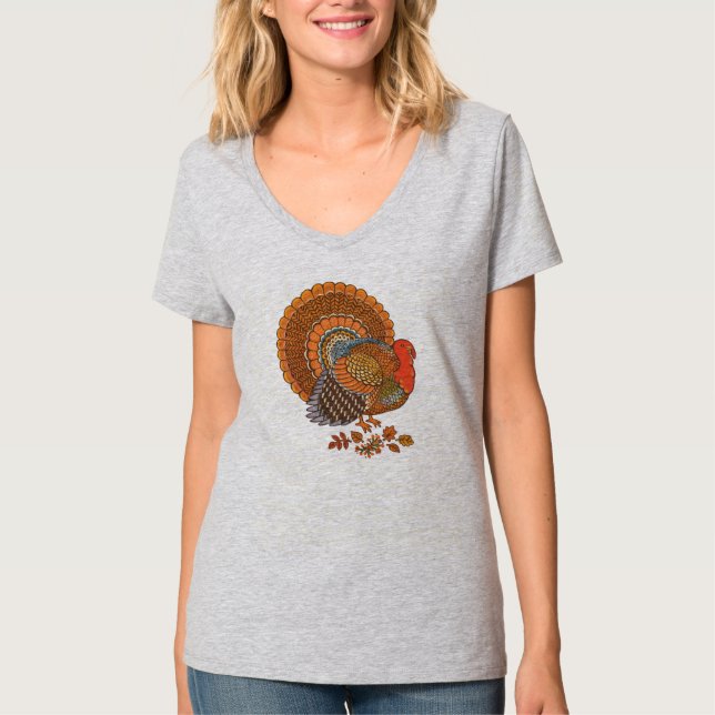 Camiseta Cores de Outono Folhas de Peru (Frente)