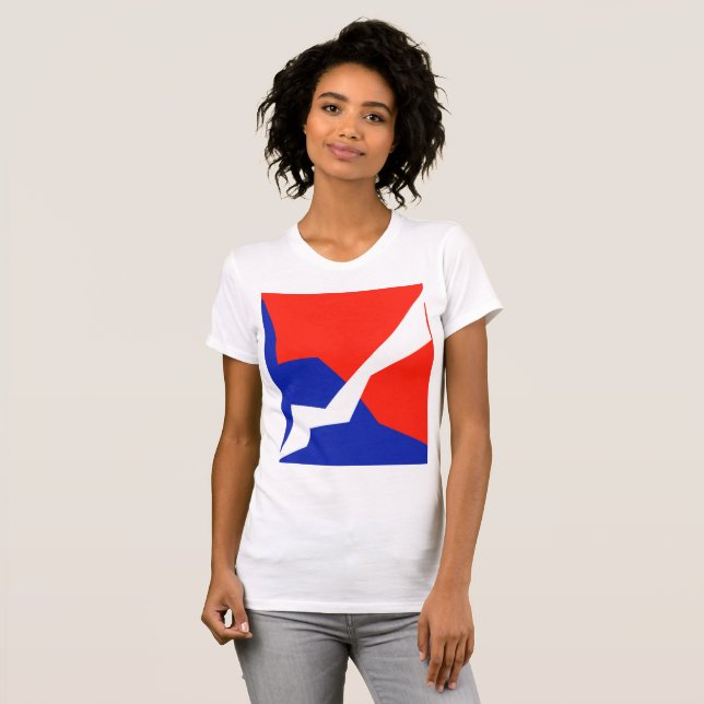 Camiseta Cores de Sinalizador Branco Vermelho Azul (Frente Completa)