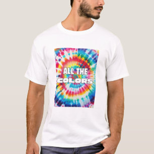 Camiseta Cores do Arco-íris Retro Tie-Dye 