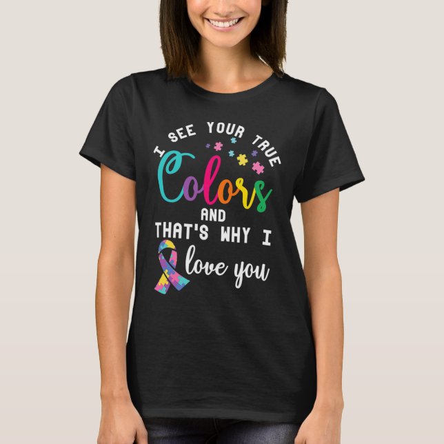 Camiseta Cores do Autismo Verdadeiro Fita de Conscientizaçã (Frente)