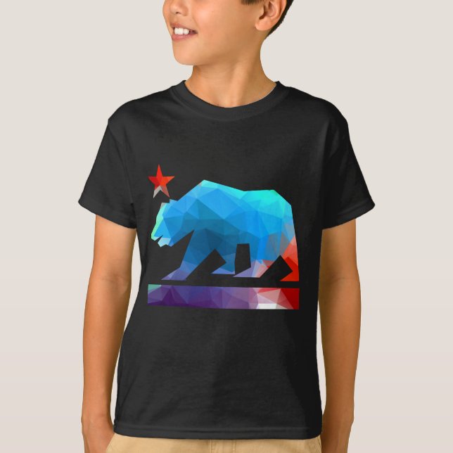 Camiseta Cores do Fractal do urso de Califórnia (Frente)