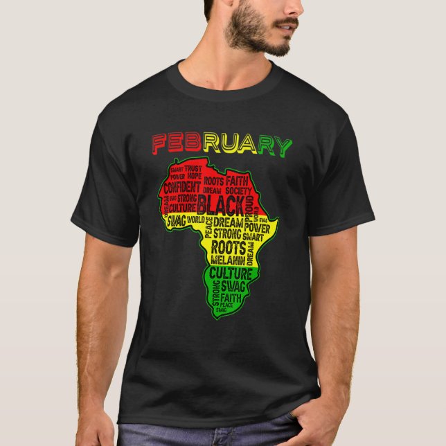 Camiseta Cores do Mapa Africano do Mês da História Negra (Frente)