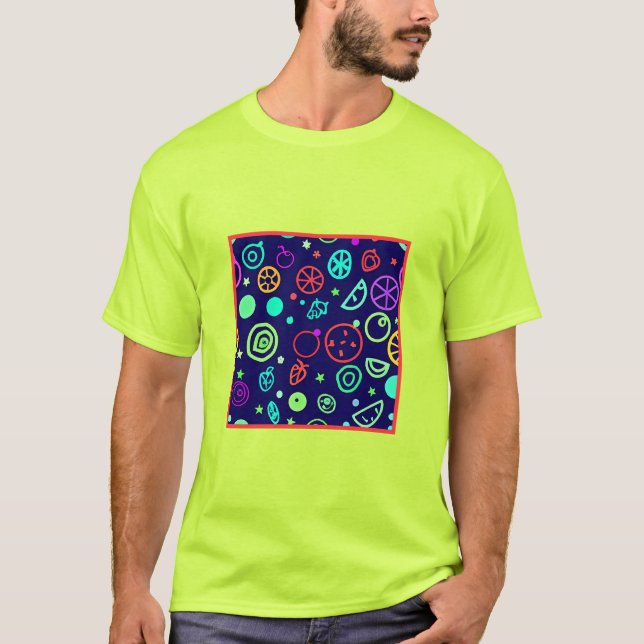 Camiseta Cores do padrão Neon Fruta (Frente)