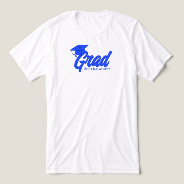 Camiseta Cores Escolares Azul e Branco Dia de Formatura Per (Design frontal)