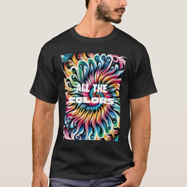 Camiseta Cores Giratórias Retro Tie-Dye (Frente)