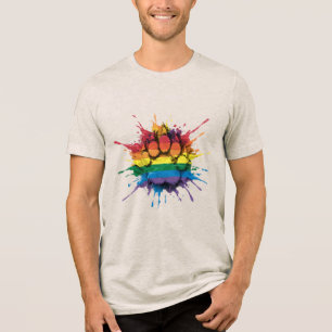 Camiseta Cores legais de arco-íris respingam Garra de Urso