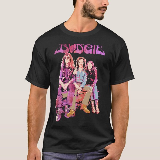 Camiseta Cores loucas da banda Budgie (Frente)