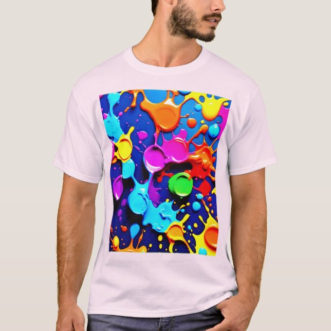 Camiseta Cores Neon Explosivas em Abstrato (Frente)