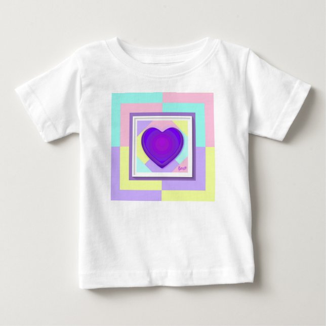 Camiseta Cores pastéis & corações roxos batendo (Frente)