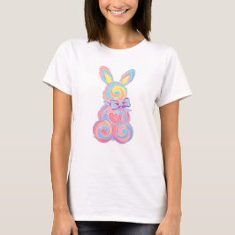 Camiseta Cores pastéis de algodão doce Coelho de Páscoa